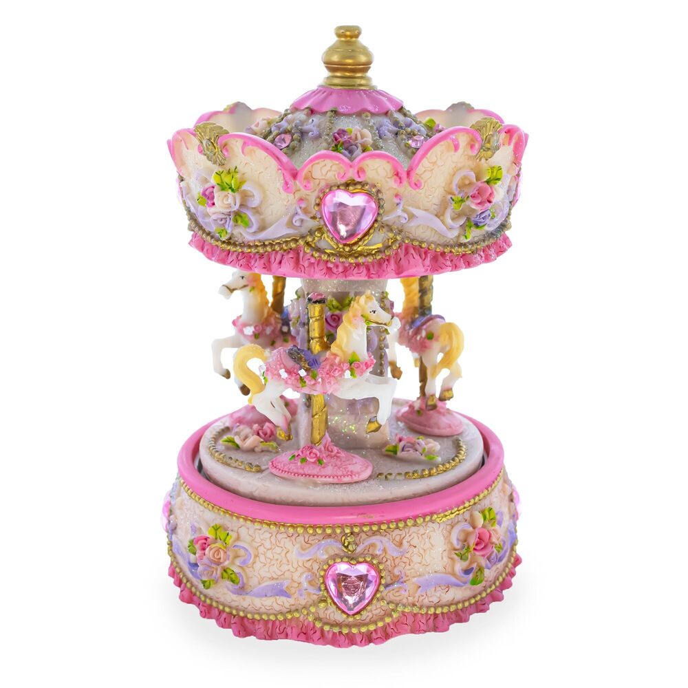 4979 Floral Three Horses Carousel Spinning Musical Figurine